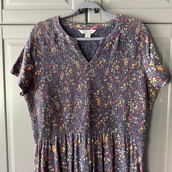 Coldwater Creek Woodland Owl Print Smocked Bodice Maxi Flare Dress, Multi, PM - Picture 5 of 14